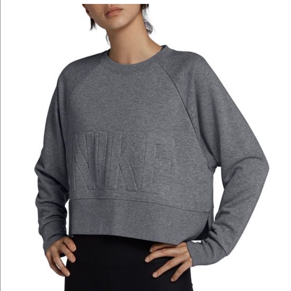 NIKE EMBOSSED CROPPED TRAINING SWEATSHIRT